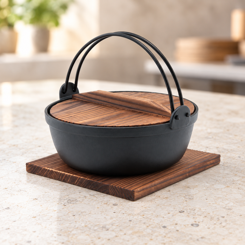 90 fl oz iron nabe pot — Iron cookware with a traditional silhouette