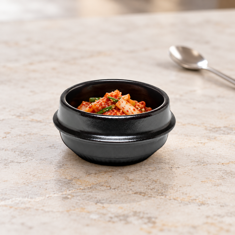 DRC-117 black ceramic side bowl with kimchi