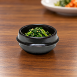 DRC-117 black ceramic side bowl with seasoned greens
