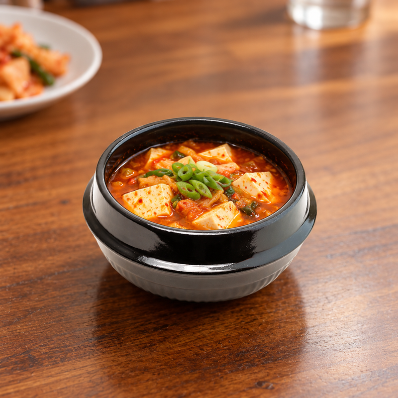 DRC-140 black ceramic bowl with tofu stew