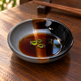 KP21-C black, gray and brown sauce dish with soy sauce and scallions