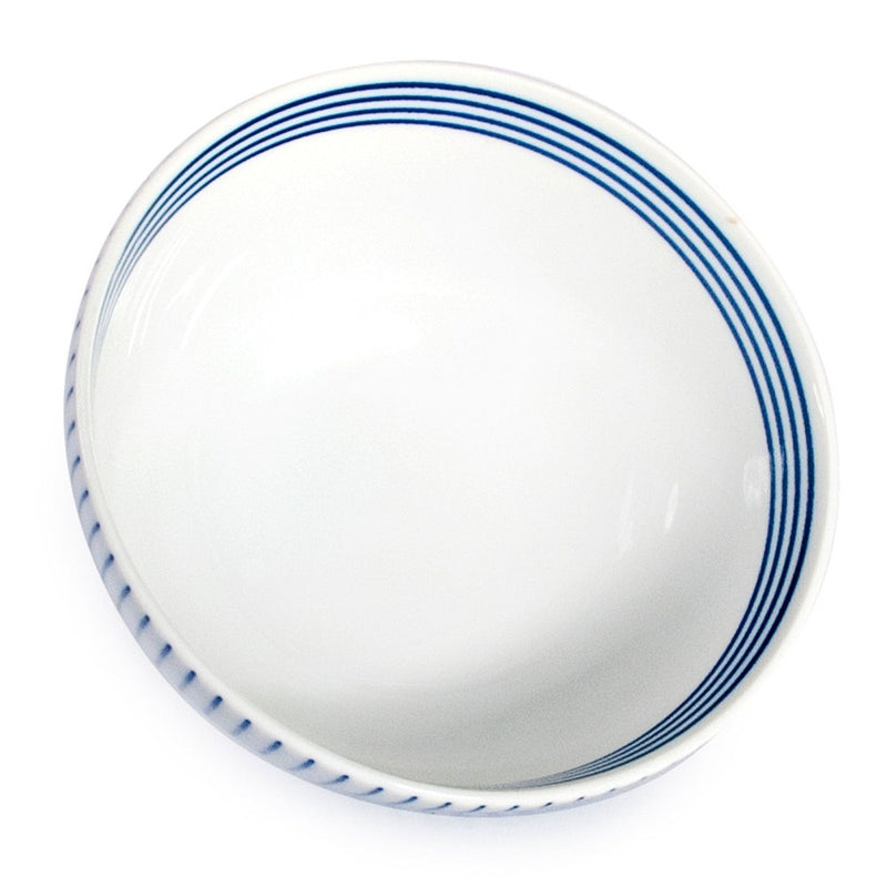 4½ in Blue Stripe Ceramic Rice Bowl, 12 oz — KY55-618
