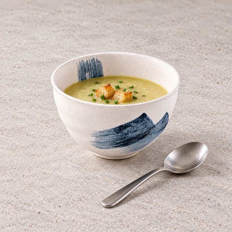 Blue Brushwork Ceramic Bowl — 14 oz (M543-W)