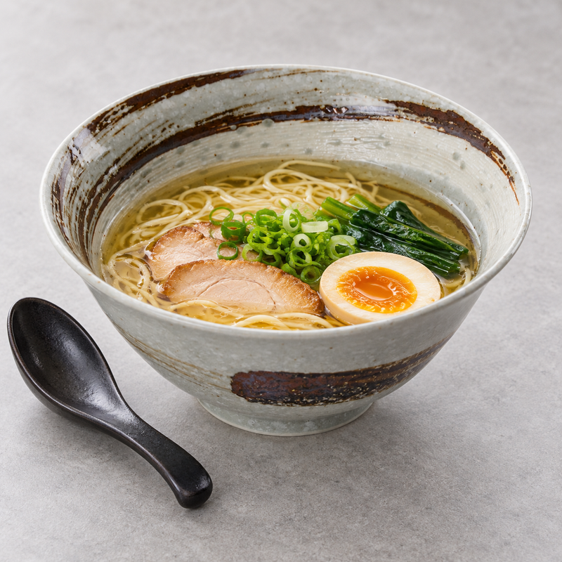 M578-N grey brushstroke porcelain bowl with noodle soup