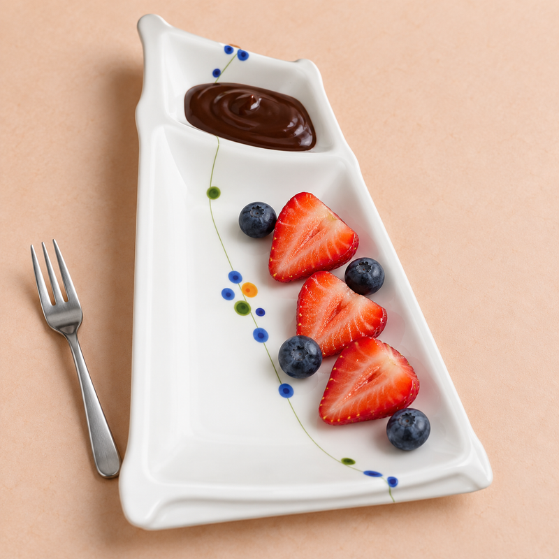 JSQ509A-HM Rain Flower divided plate with fruit and a small dessert dip