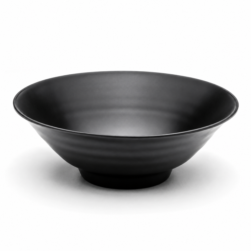 9¾ in D × 3⅜ in H Matte Black Melamine Noodle Bowl