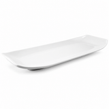 Melamine Rectangular Plate 13 x 5"H, White. Angled product view.