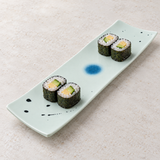 YG-5014ST: Melamine Rectangular Plate 14-1/2"x 4-3/8"x 1"H, White Star River. Restaurant serving context