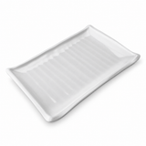 Melamine Rectangular Plate 8-1/4". Angled product view.