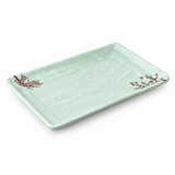 Melamine Rectangular Plate 8" x 5" x 1"H, Plum Blossom. Angled product view.