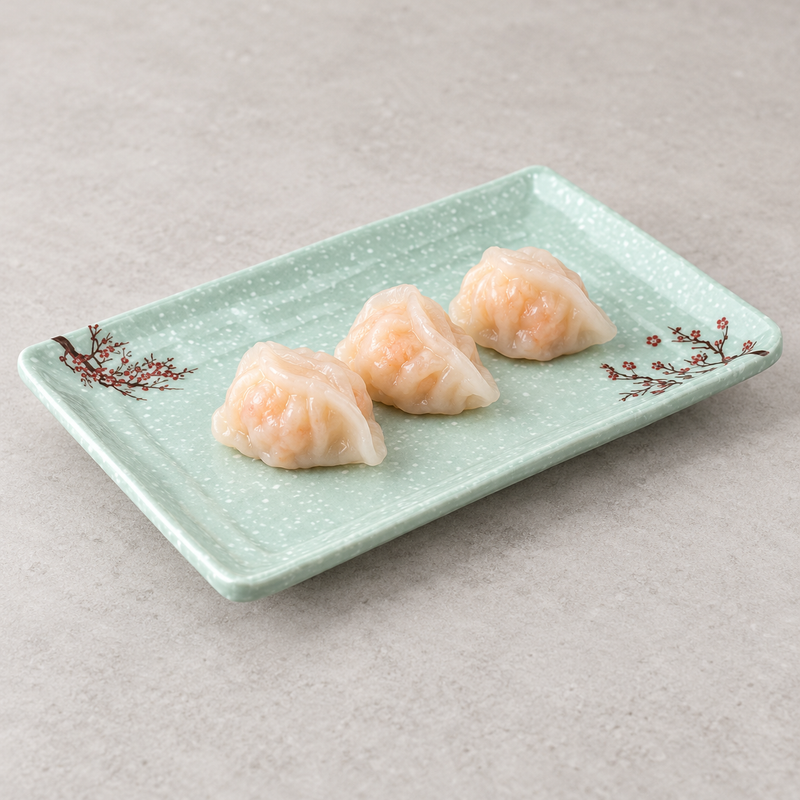YG-508PB mint-green floral plate with three dumplings