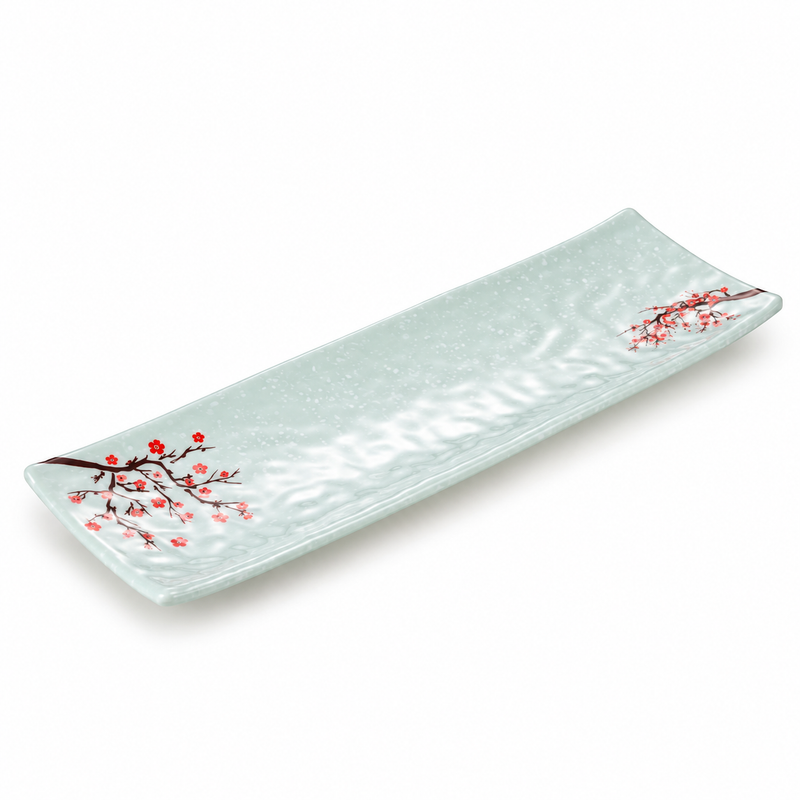 Mint Green Floral Melamine Rectangular Platter