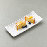 Melamine Rectangular Ripple Plate 10-1/2", Shiny White. Alternative serving suggestion.