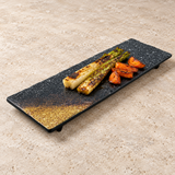Melamine Rectangular Slate Platter 12-3/16, Soil Porcelain. Alternative serving suggestion.