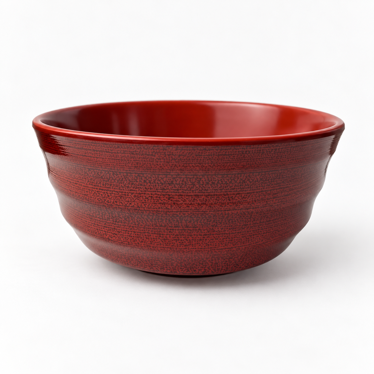 6¾″ Burgundy & Black Dot Melamine Bowl — Made in Korea, Product view