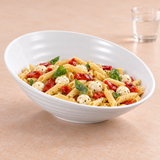 12¼″ White Melamine Slanted Salad Bowl, Styled view