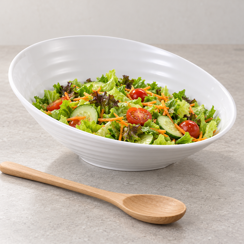 12¼″ White Melamine Slanted Salad Bowl