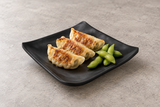 Melamine Square Plate 5-7/8", Matte Black. Serving suggestion.
