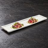 Pearl Elegant long rectangular platter with seared tuna