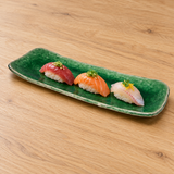 MN212-GR green ceramic platter with three small nigiri