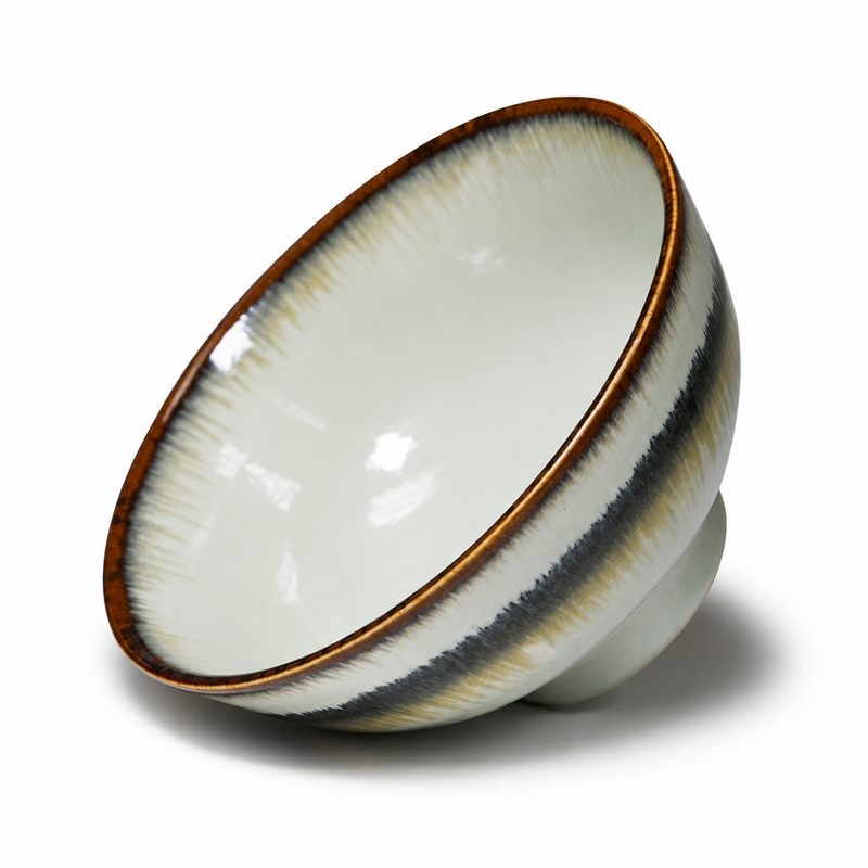 6 in Ivory Banded Ceramic Bowl, 20 oz — MN561-WA