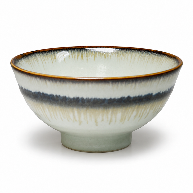 6 in Ivory Banded Ceramic Bowl, 20 oz — MN561-WA