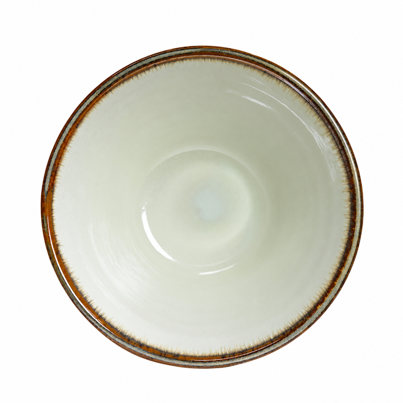 7¾ in Ivory Banded Ceramic Noodle Bowl, 40 oz — MN570-WA