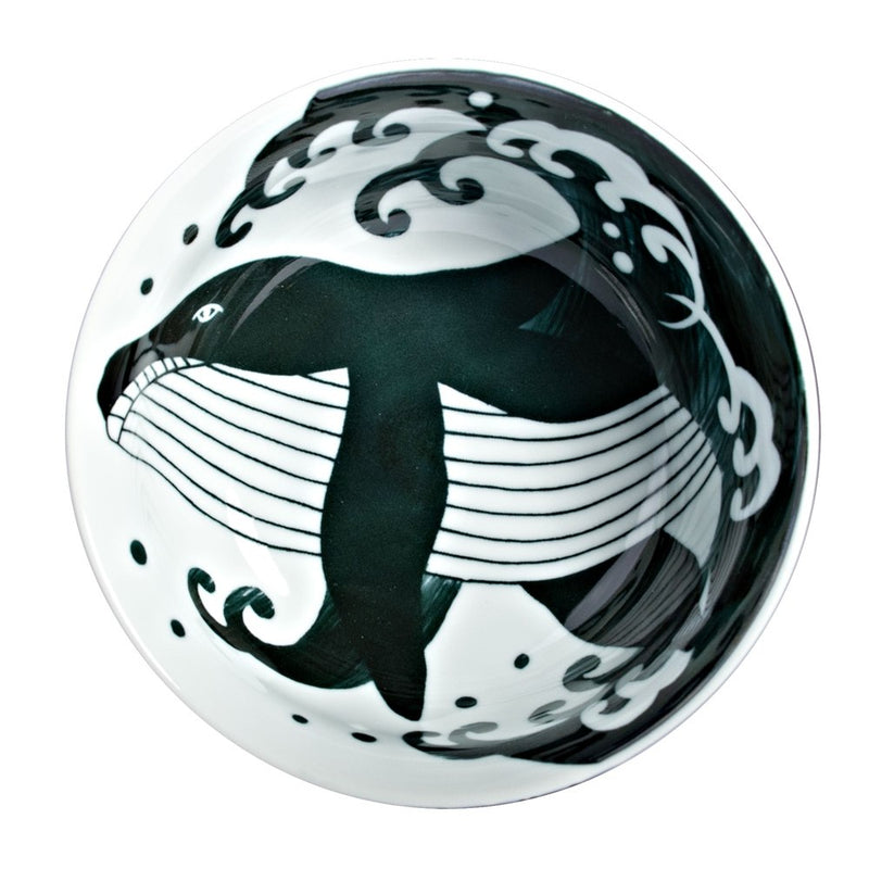 8 in Whale & Wave Ceramic Ramen Bowl, 42 oz — MN587-WH