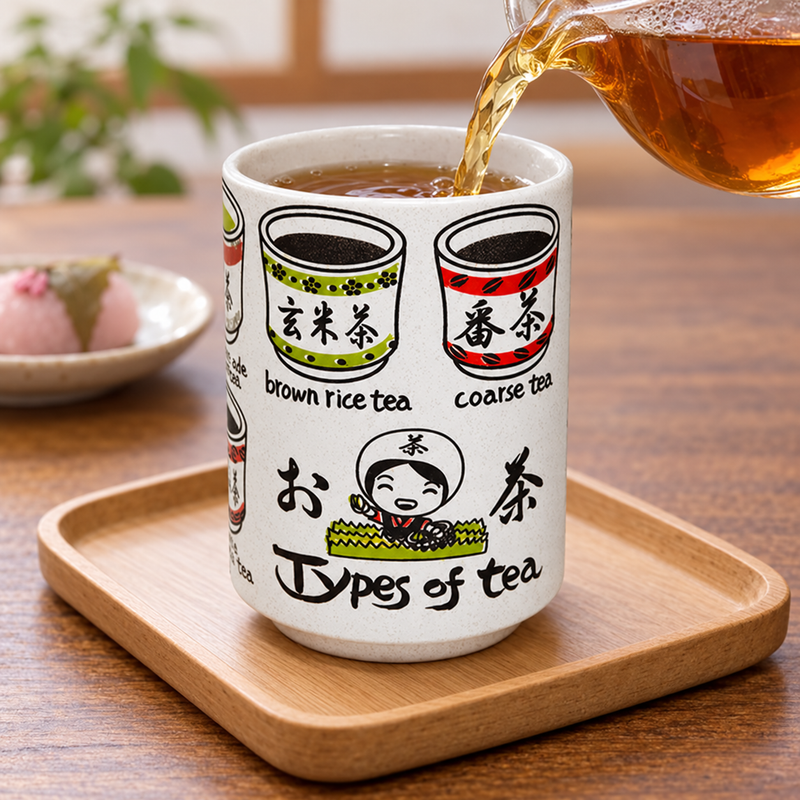 MN70-OCA Types of tea cup being filled with tea