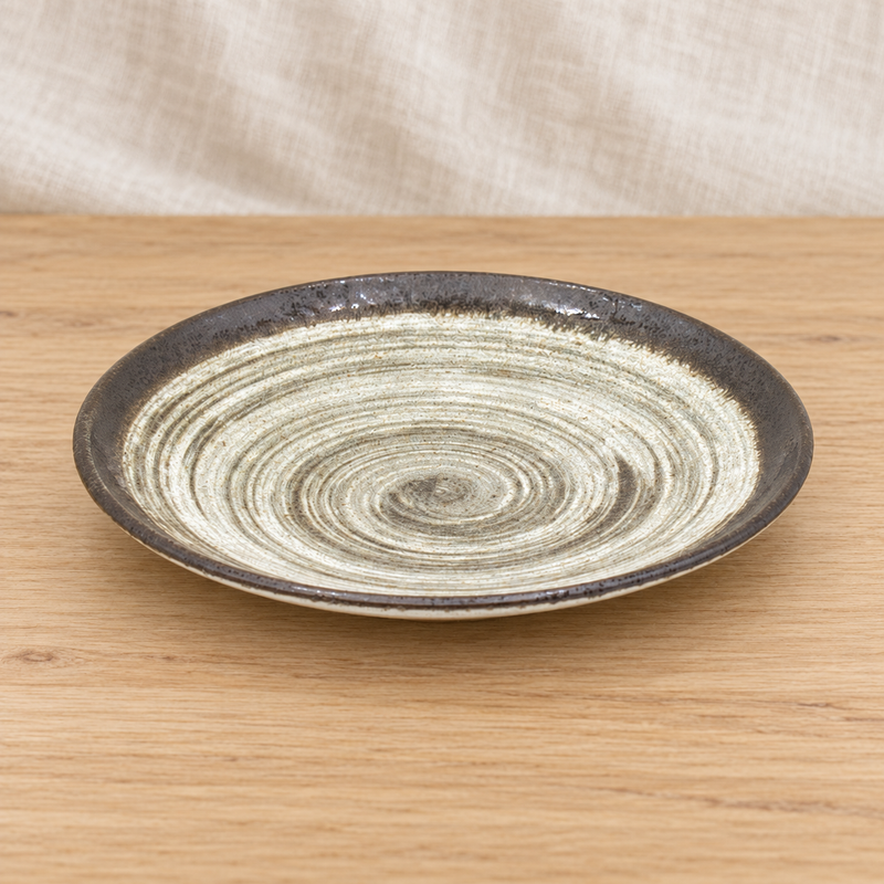 6½″ Beige & Dark Brown Spiral Ceramic Side Plate — add a smaller course to the setting