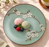MT210-HS blue-green floral plate — dessert serving context