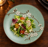 MT210-HS blue-green floral plate — salad serving context