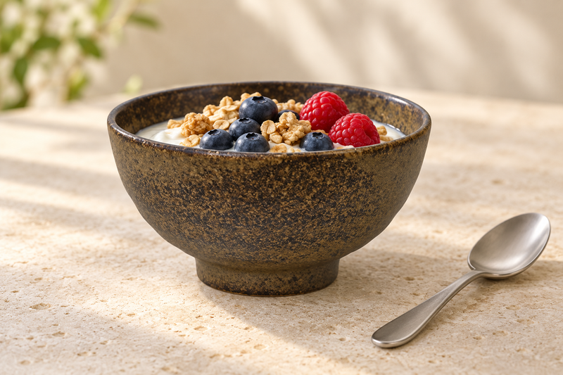 4¾ in Brown & Black Ceramic Bowl, 10 oz — MT54-BK