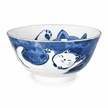 Ceramic Bowl — 14 fl. oz., Angled navy cat bowl product view