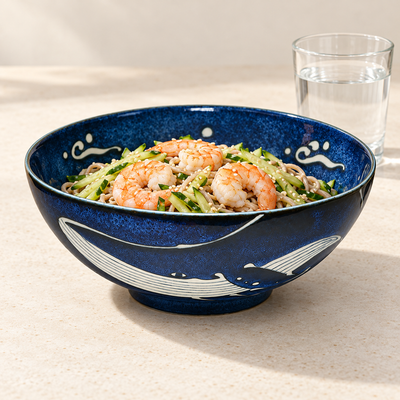 8¼ in Blue Whale Ceramic Bowl, 50 oz — MT578-WL
