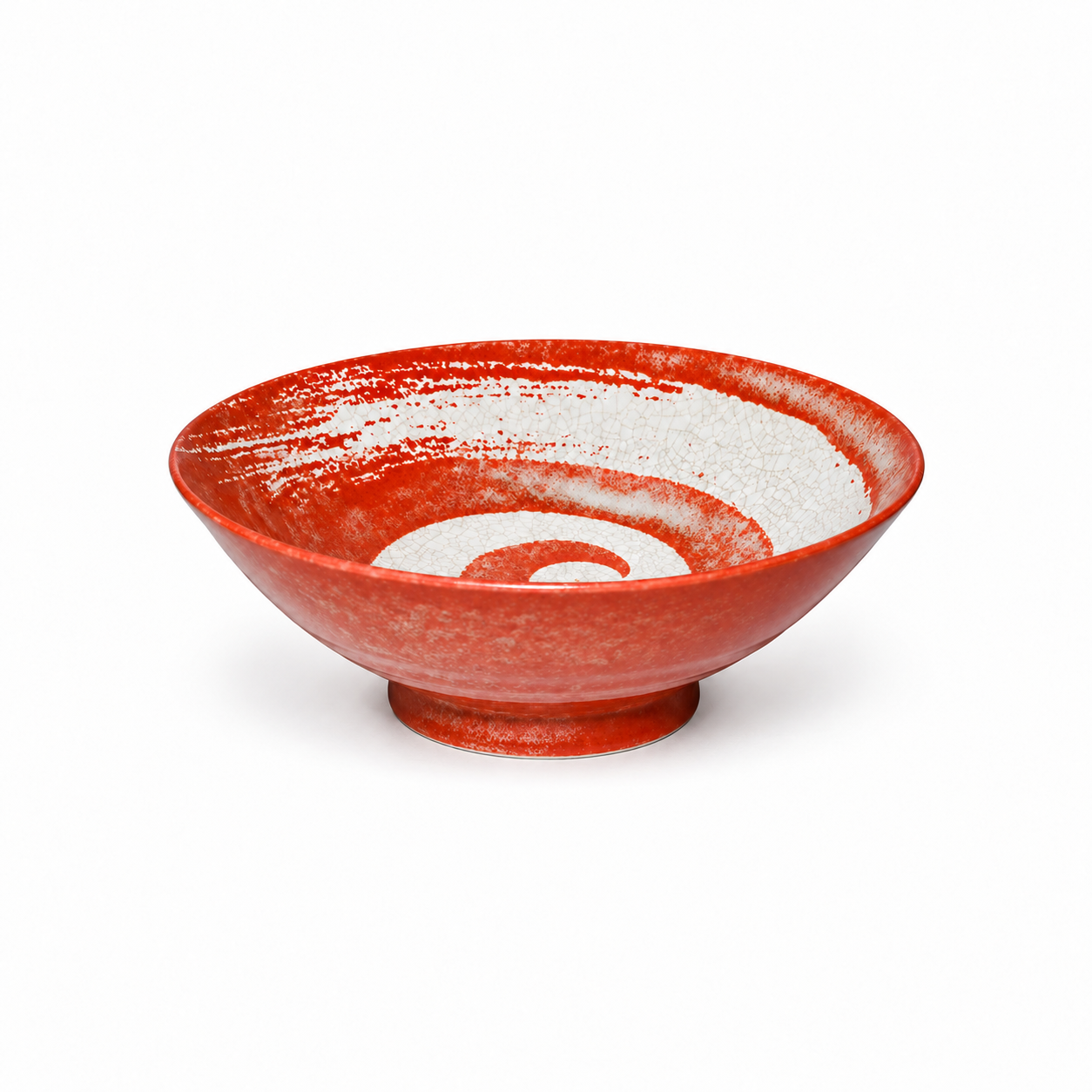 Ceramic Noodle Bowl — 50 fl. oz., Red, Low-angle red crackle bowl product view