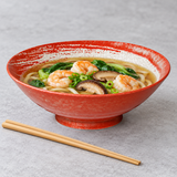 Ceramic Noodle Bowl — 50 fl. oz., Red, Shrimp noodle service