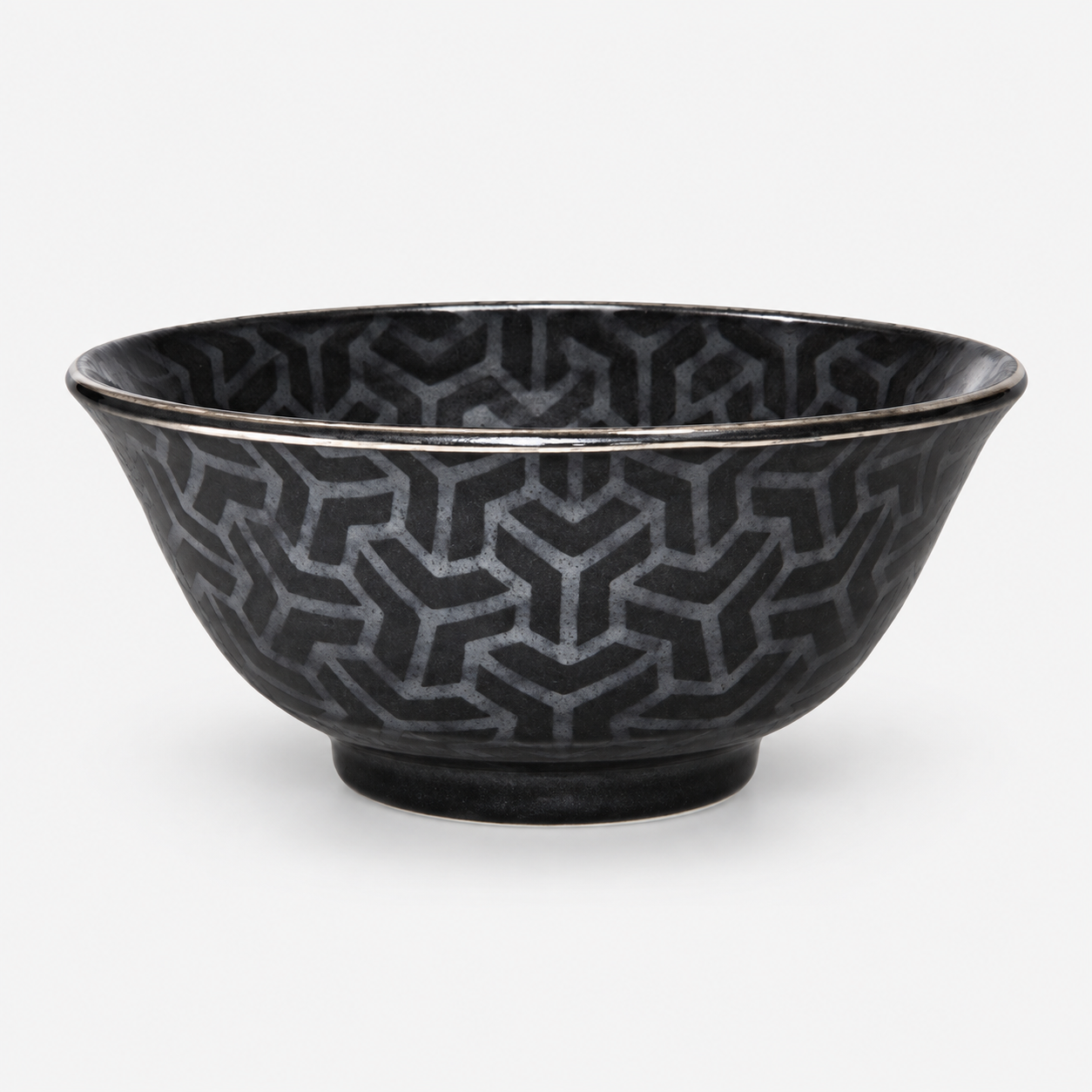 Ceramic Soup Bowl — 18 fl. oz., Black, Silver, Product view