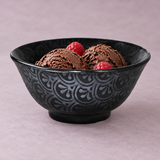 Ceramic Soup Bowl — 18 fl. oz., Black, Silver, Styled view