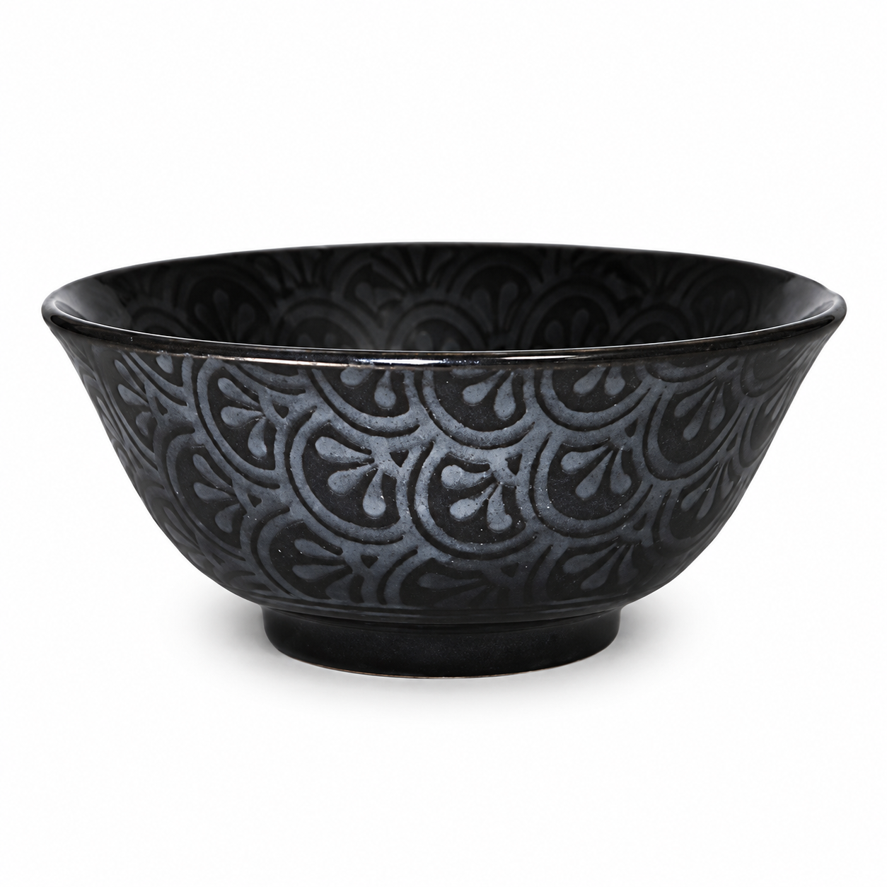 Ceramic Soup Bowl — 18 fl. oz., Black, Silver, Product view