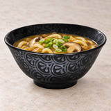 Ceramic Soup Bowl — 18 fl. oz., Black, Silver, Serving example