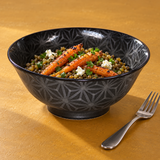 Ceramic Ramen Bowl — 42 fl. oz., Black, Silver, Styled view