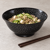 Ceramic Ramen Bowl — 42 fl. oz., Black, Silver, Styled view
