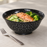 Ceramic Ramen Bowl — 42 fl. oz., Black, Silver, Styled view
