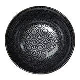 Ceramic Ramen Bowl — 42 fl. oz., Black, Silver, Full interior pattern