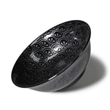 Ceramic Ramen Bowl — 42 fl. oz., Black, Silver, Tilted profile