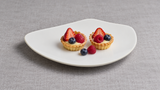 OAK-16 white porcelain egg-shaped plate with two fruit tartlets
