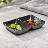Black Oribe divided dish with cucumber and chili sauce