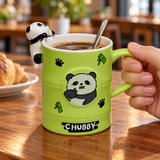 PC61-1 green panda mug held during beverage service