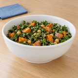 9-1/4"D Melamine Noodle Bowl 88oz, White, Kale sweet-potato and chickpea salad